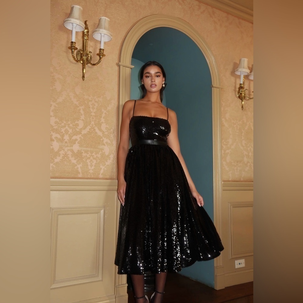 WeWoreWhat Black Sequin Midi Dress in Size 2 - Picture 1 of 5